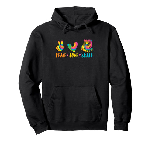 Roller Skating Peace Love Roller Skate Hoodie - Unique Graphic Men Women - T-Shirt, Sweatshirt, Hoodie