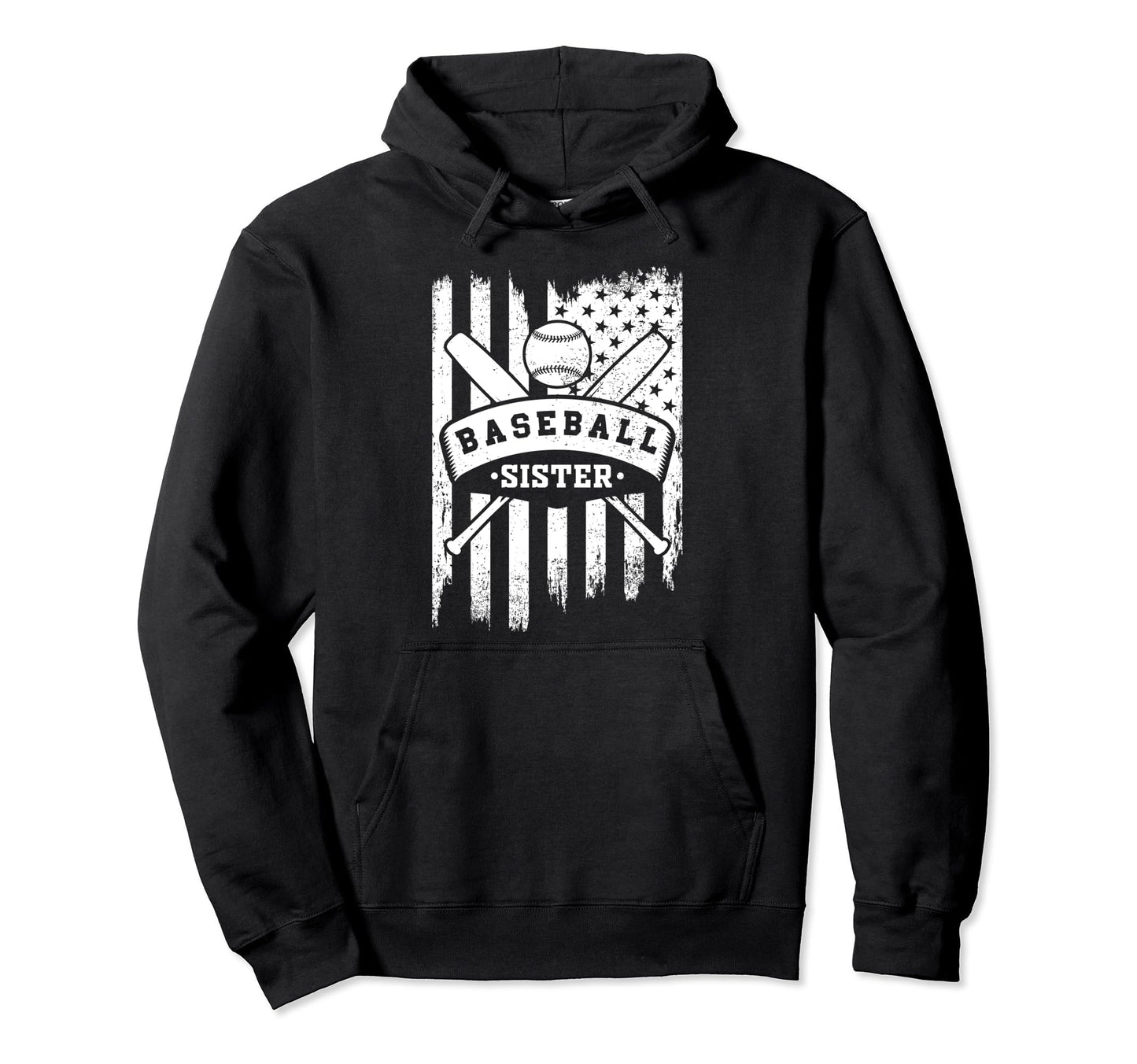 Baseball Sister Usa American Flag Hoodie - Casual Everyday Wear Unisex - T-Shirt, Sweatshirt, Hoodie