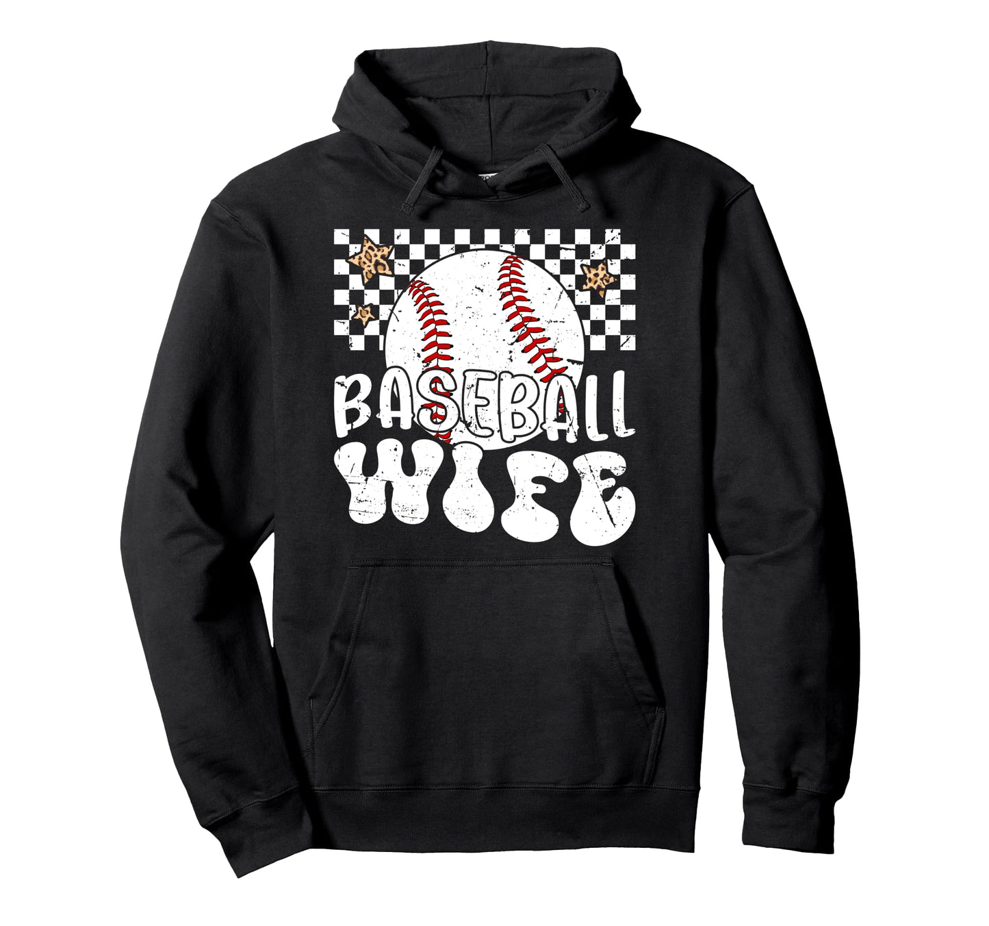 Baseball Wife Groovy Wife Hoodie - Casual Everyday Wear for Adults - T-Shirt, Sweatshirt, Hoodie