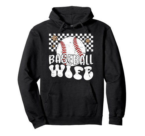 Baseball Wife Groovy Wife Hoodie - Casual Everyday Wear for Adults - T-Shirt, Sweatshirt, Hoodie