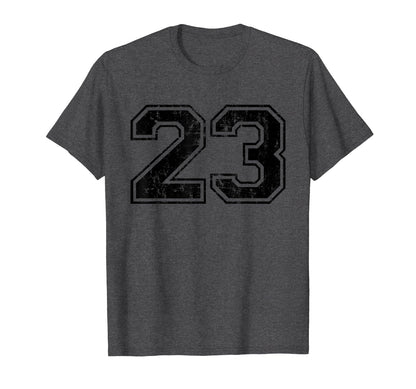 Number 23 Varsity Distressed Sport T-Shirt - Fun Novelty Design Unisex - T-Shirt, Sweatshirt, Hoodie