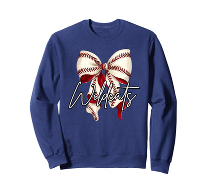 Wildcats Baseball Bow Game Day Sweatshirt - Novelty Apparel for Adults - T-Shirt, Sweatshirt, Hoodie