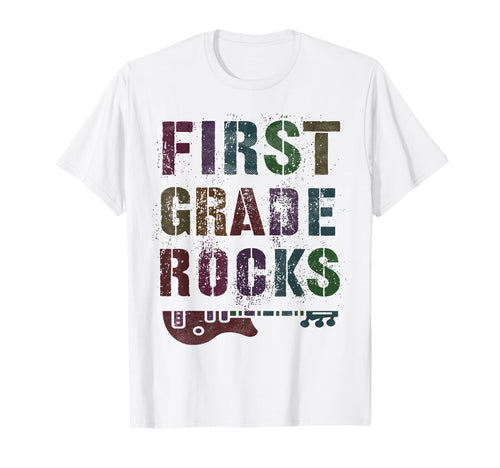 1St Grade Rocks Teacher Rockstar First T-Shirt - Graphic Print for Adults - T-Shirt, Sweatshirt, Hoodie