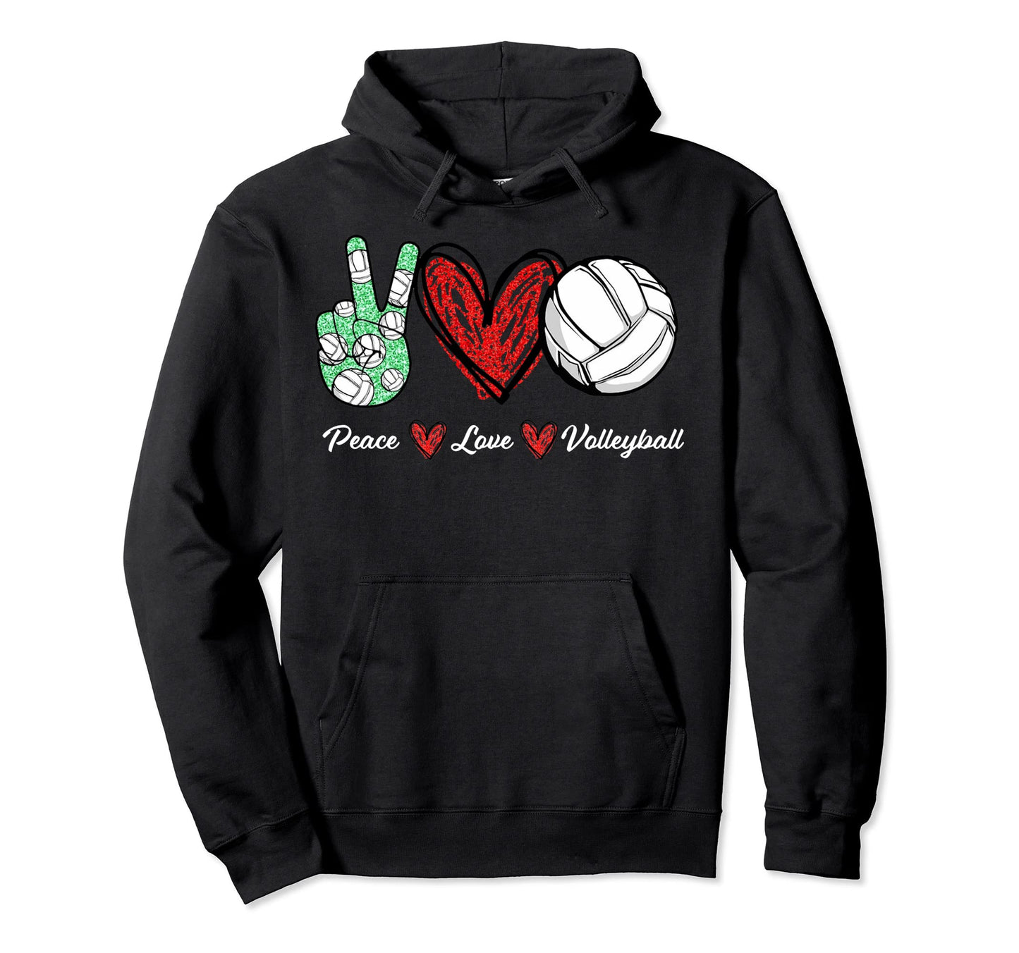 Peace Love Volleyball Player Teen Hoodie - Casual Everyday Wear for Adults - T-Shirt, Sweatshirt, Hoodie