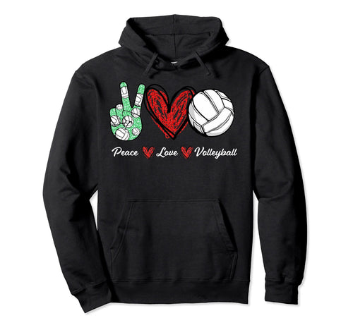 Peace Love Volleyball Player Teen Hoodie - Casual Everyday Wear for Adults - T-Shirt, Sweatshirt, Hoodie