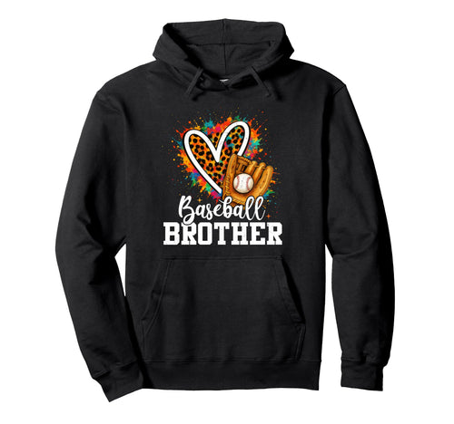Baseball Brother Leopard Heart Hoodie - Trendy Graphic Men Women - T-Shirt, Sweatshirt, Hoodie