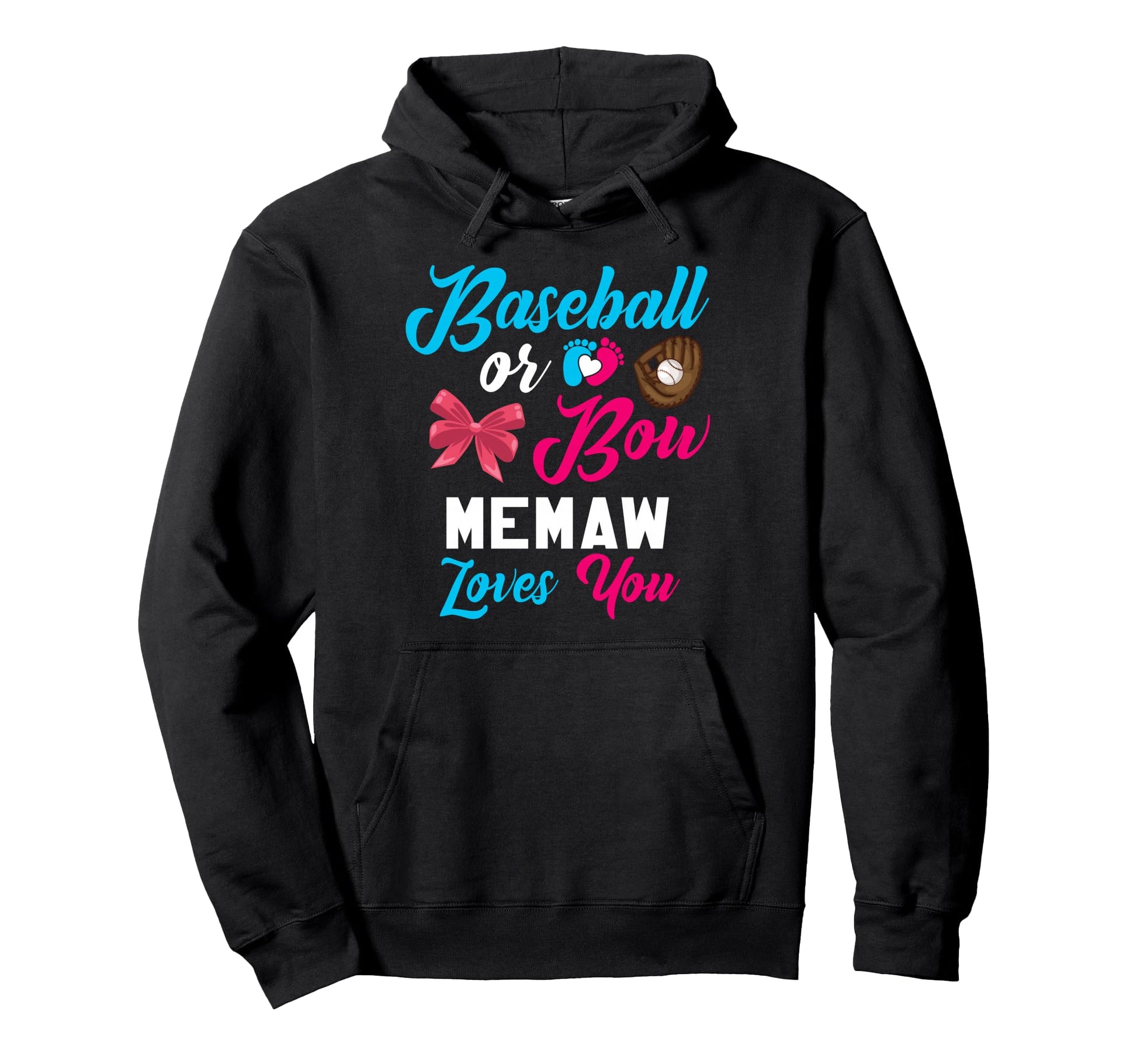 Baseball Or Bow Memaw Loves You Baseball Hoodie - Graphic Print Unisex - T-Shirt, Sweatshirt, Hoodie