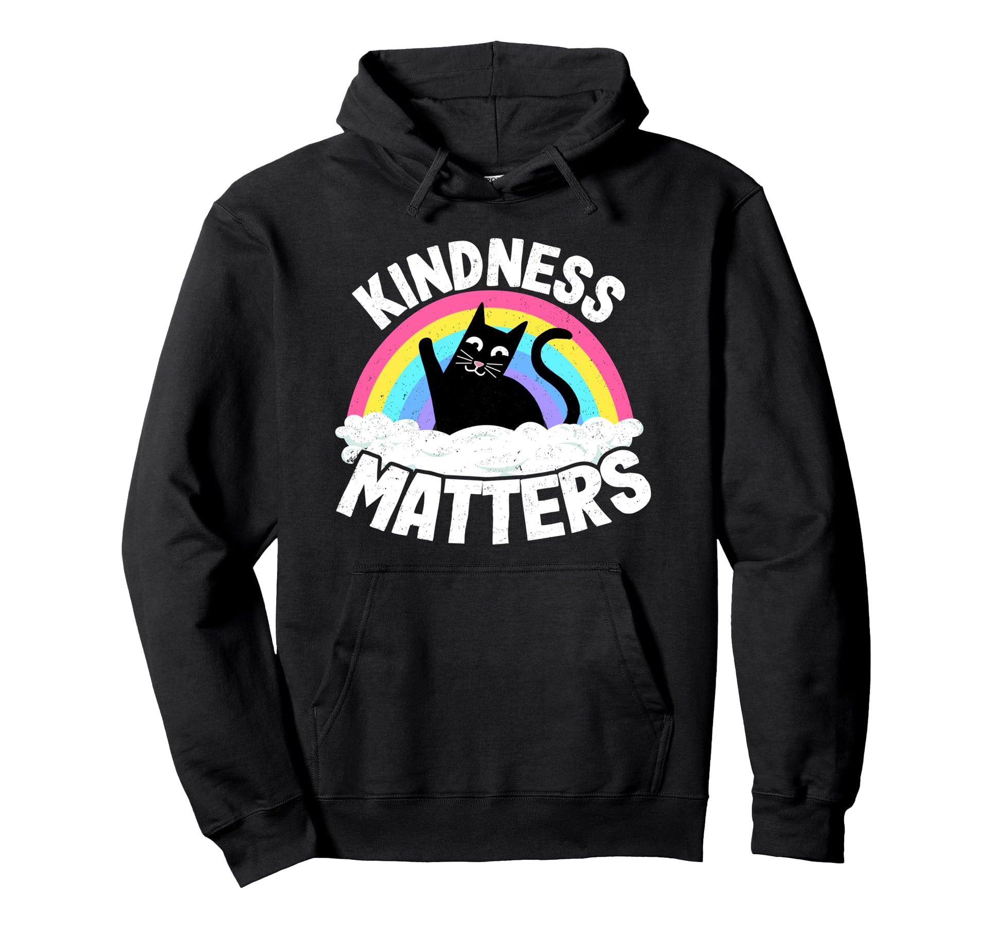 Cat Anti Bullying Rainbow Kindness Hoodie - Casual Everyday Wear Men Women - T-Shirt, Sweatshirt, Hoodie