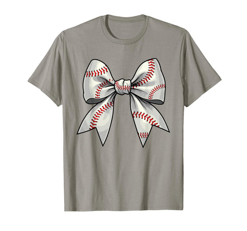 Baseball Coquette Bow Baseball Mom Ribbon T-Shirt - Novelty Apparel Unisex - T-Shirt, Sweatshirt, Hoodie
