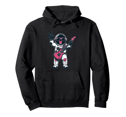 Funny Astronaut Guitar Player Rock Hoodie - Fun Novelty Design Men Women - T-Shirt, Sweatshirt, Hoodie