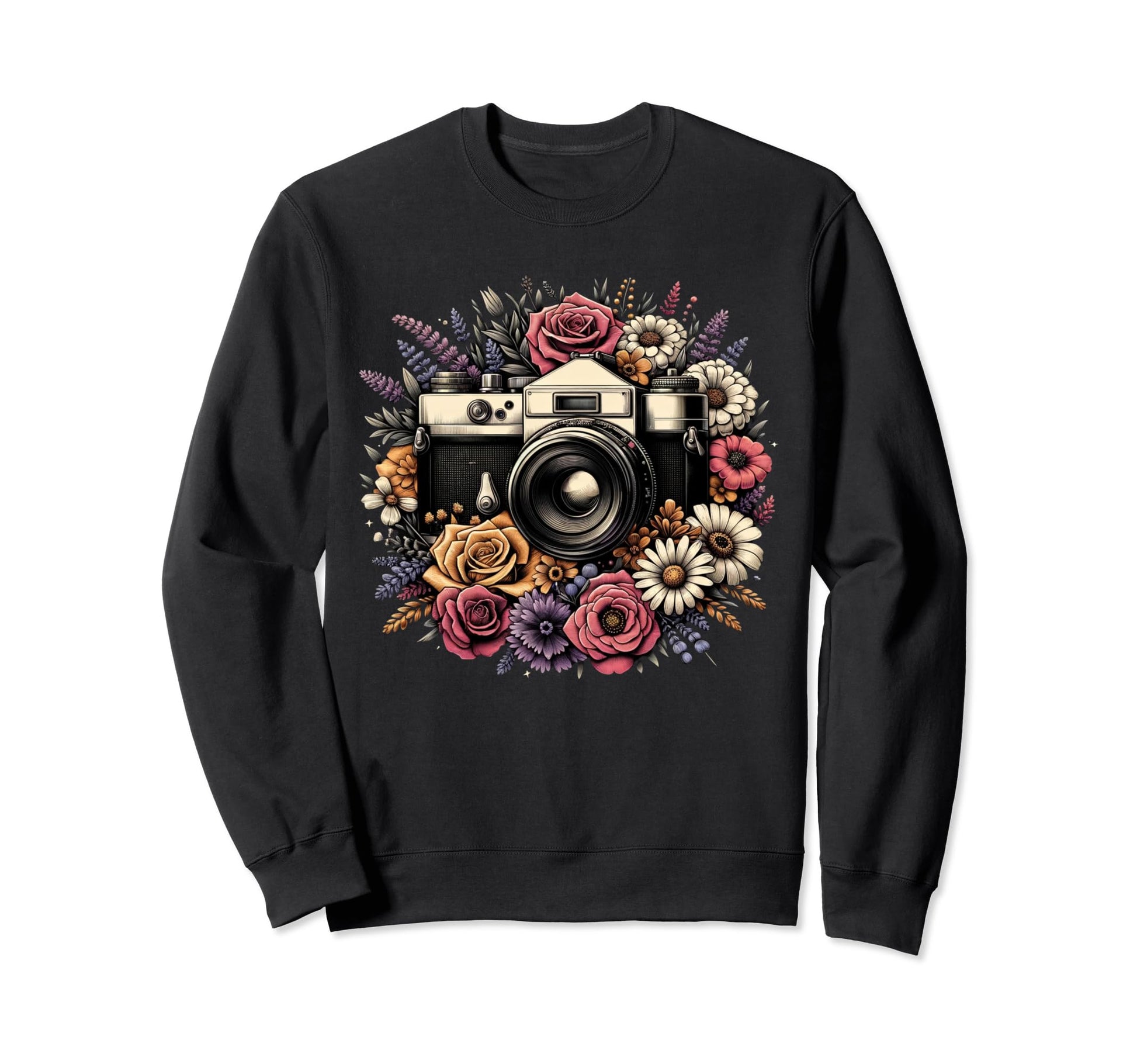 Camera Floral Sweatshirt - Graphic Print for Adults - T-Shirt, Sweatshirt, Hoodie