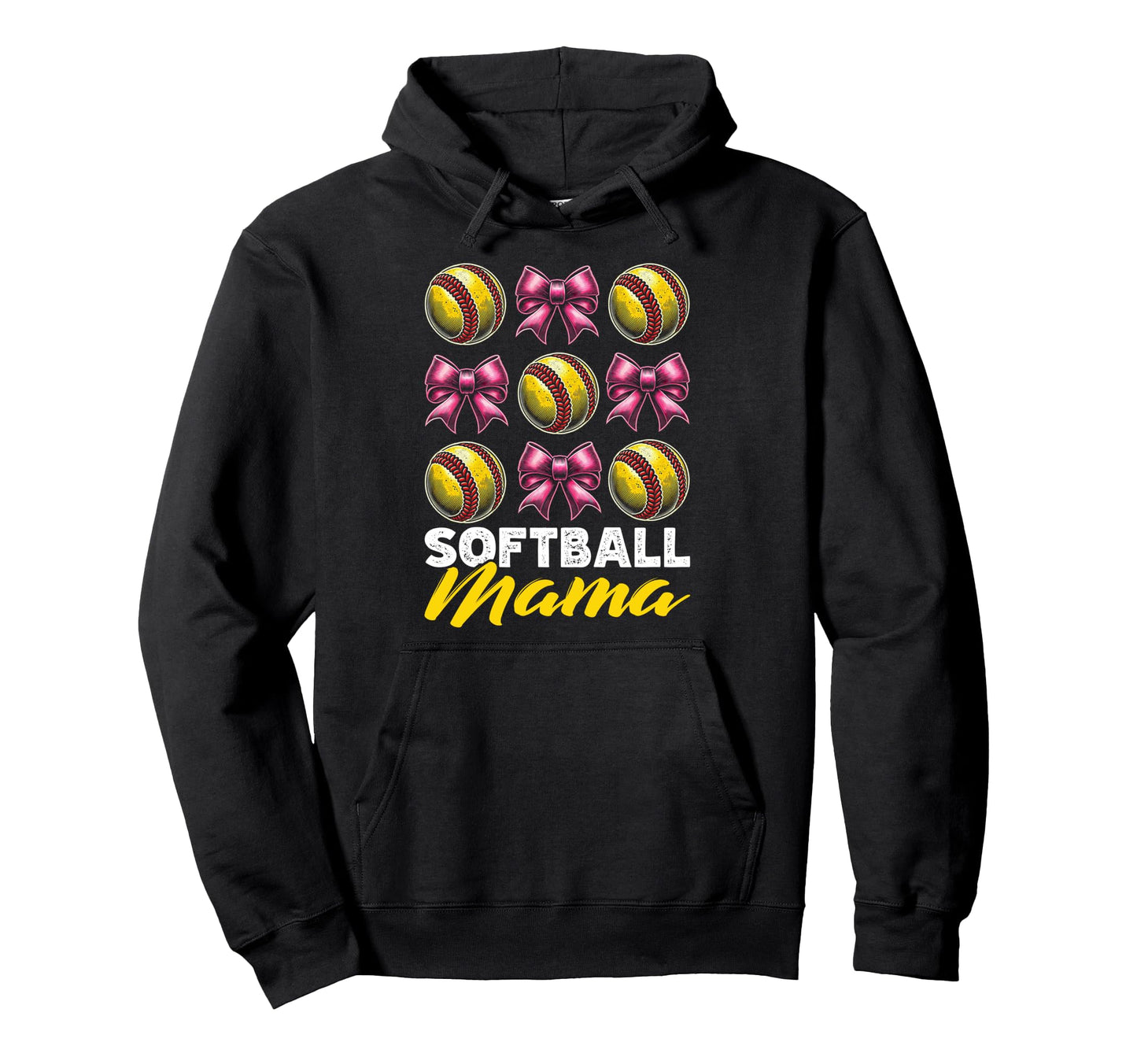 Softball Mama Coquette Bow Mothers Hoodie - Fun Novelty Design for Adults - T-Shirt, Sweatshirt, Hoodie