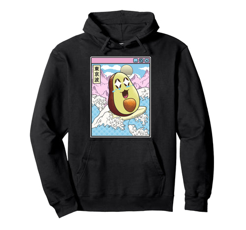 Happy Avocado Surfing Japanes Hoodie - Casual Everyday Wear Men Women - T-Shirt, Sweatshirt, Hoodie