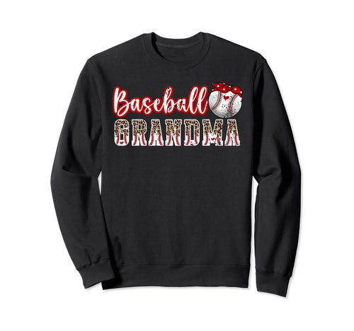 Baseball Grandma Leopard Baseball Sweatshirt - Fun Novelty Design Unisex - T-Shirt, Sweatshirt, Hoodie