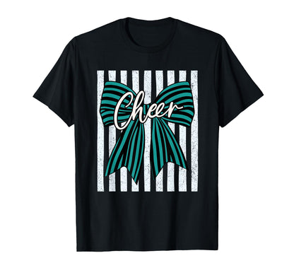 Coquette Preppy Stripe Bow Cheer T-Shirt - Casual Everyday Wear for Adults - T-Shirt, Sweatshirt, Hoodie