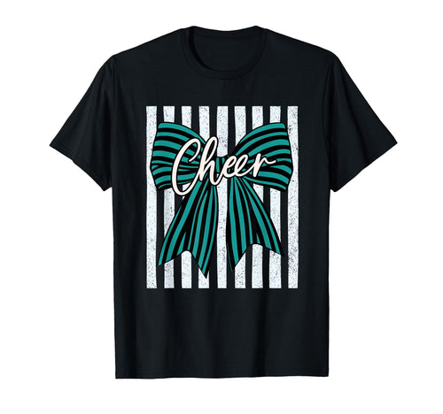 Coquette Preppy Stripe Bow Cheer T-Shirt - Casual Everyday Wear for Adults - T-Shirt, Sweatshirt, Hoodie