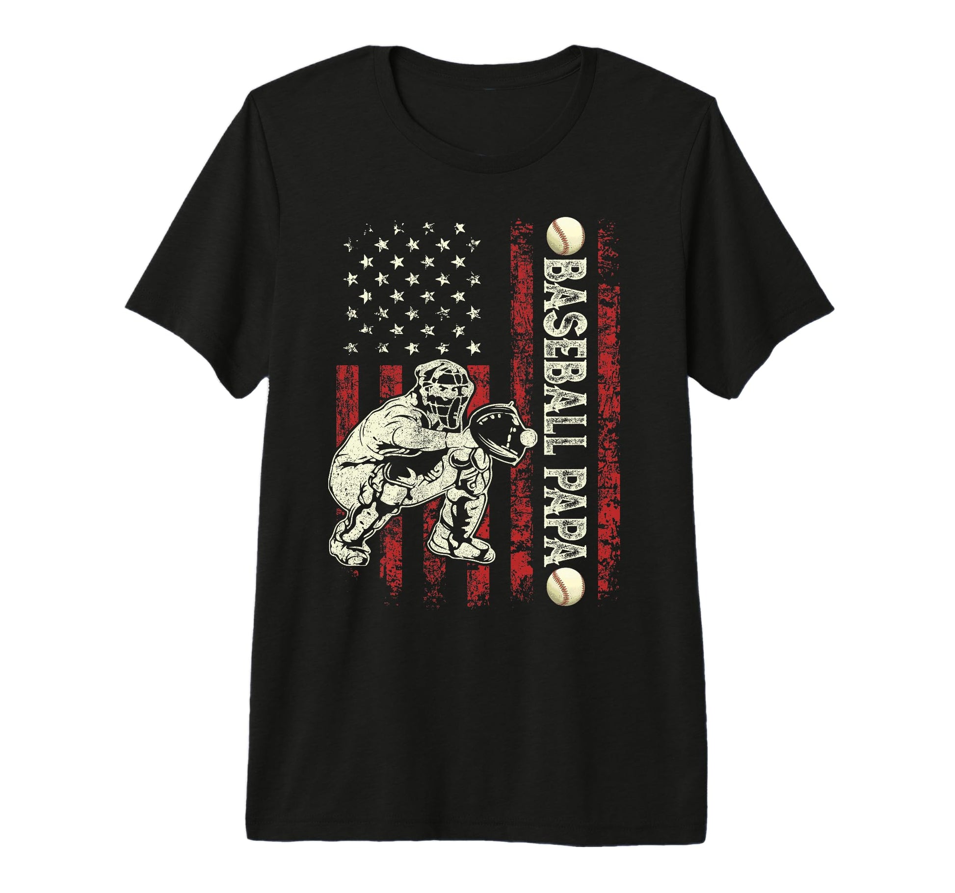 Fathers Day Baseball Papa Flag T-Shirt - Casual Everyday Wear for Adults - T-Shirt, Sweatshirt, Hoodie