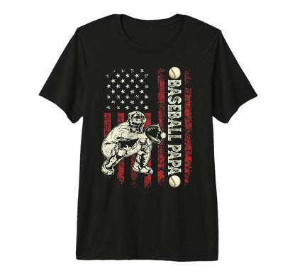 Fathers Day Baseball Papa Flag T-Shirt - Casual Everyday Wear for Adults - T-Shirt, Sweatshirt, Hoodie