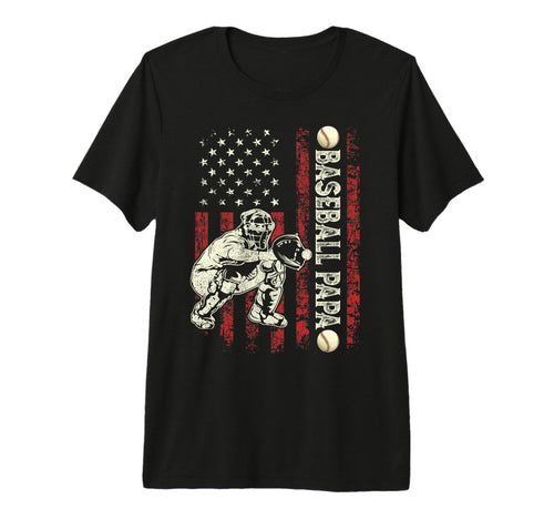 Fathers Day Baseball Papa Flag T-Shirt - Casual Everyday Wear for Adults - T-Shirt, Sweatshirt, Hoodie