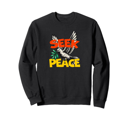Seek Peace Dove Olive Branch Peace Sign Sweatshirt - Trendy Graphic Unisex - T-Shirt, Sweatshirt, Hoodie