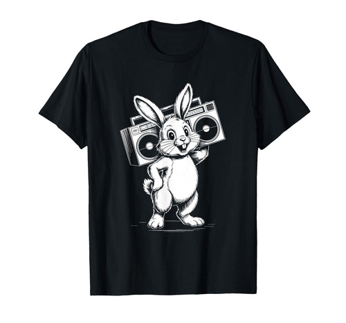 Funny Bunny Boombox Music Lover T-Shirt - Unique Graphic Unisex - T-Shirt, Sweatshirt, Hoodie
