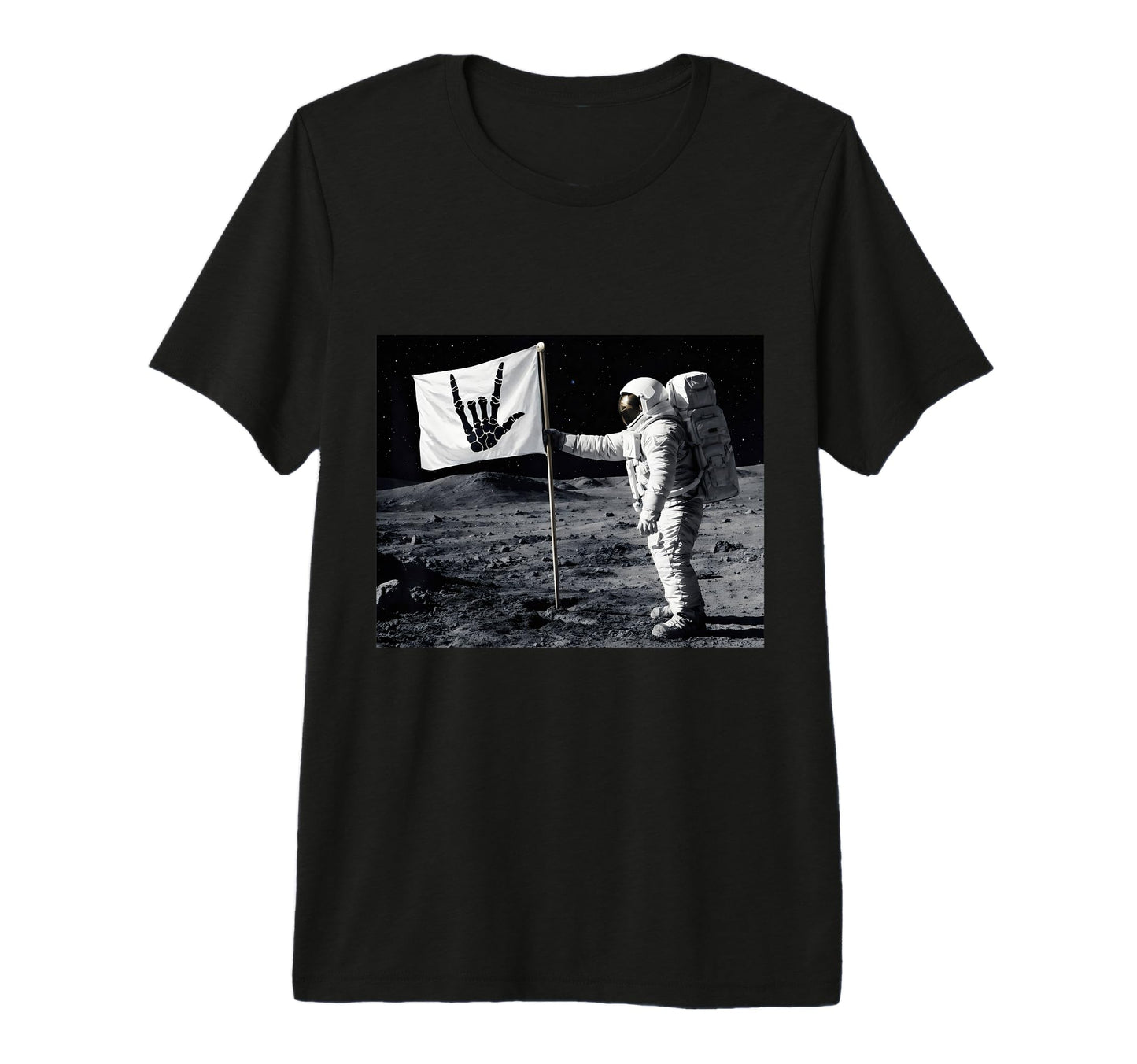 Astronaut Rock Skeleton Moon Landing T-Shirt - Graphic Print Men Women - T-Shirt, Sweatshirt, Hoodie