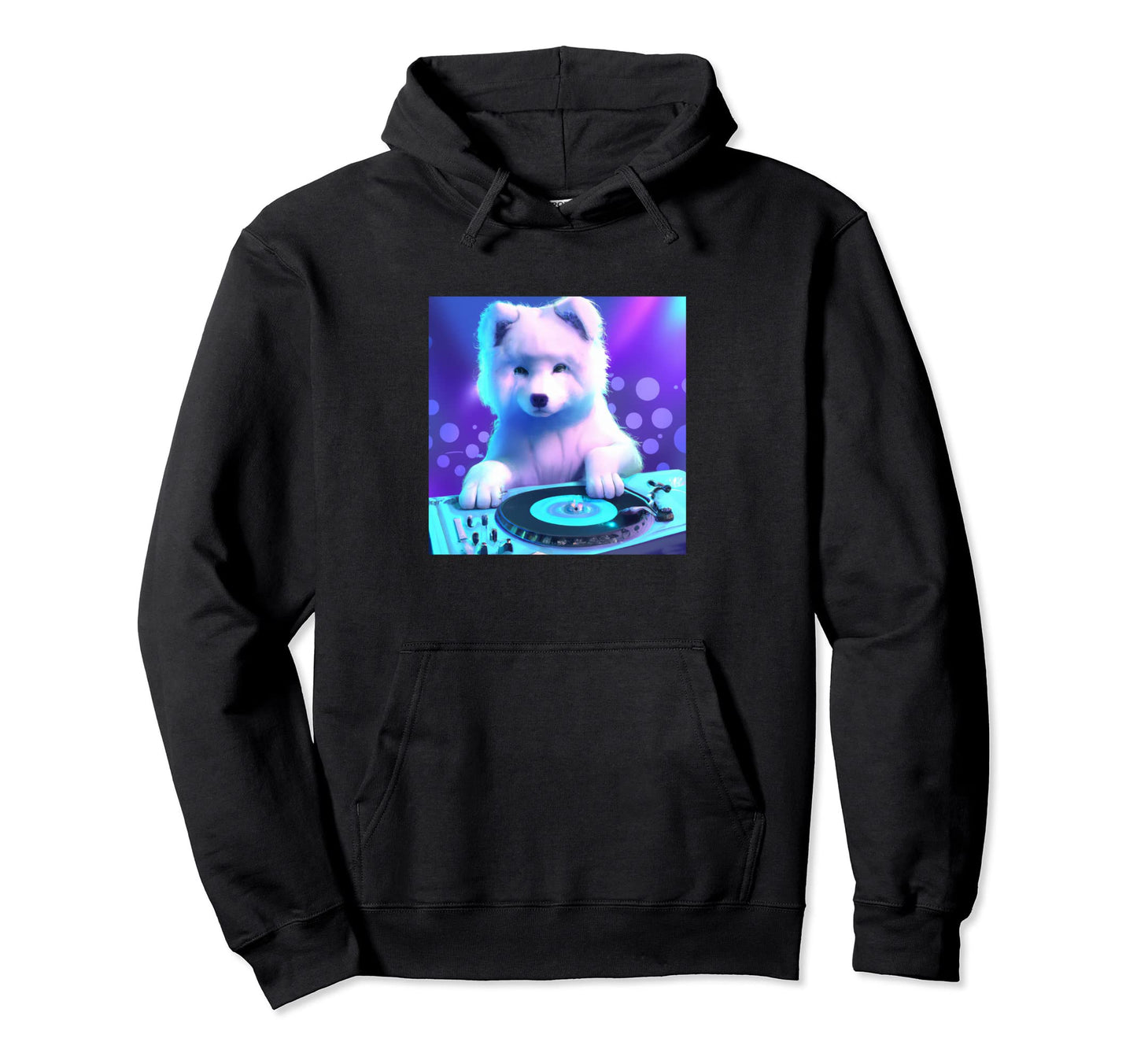 Samoyed Vaporwave Dj Dog Aesthetic Hoodie - Custom Art Print for Adults - T-Shirt, Sweatshirt, Hoodie