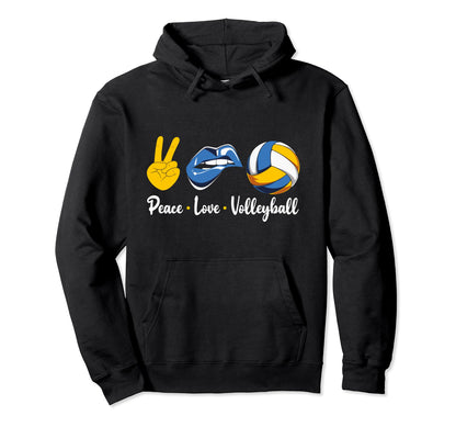 Volleyball Peace Love Volleyball Hoodie - Casual Everyday Wear for Adults - T-Shirt, Sweatshirt, Hoodie