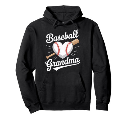 Baseball Grandma Support Crew Sports Hoodie - Novelty Apparel for Adults - T-Shirt, Sweatshirt, Hoodie