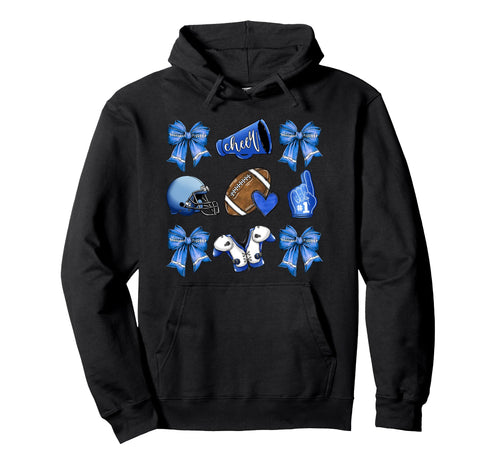 Blue Football Mom Coquette Bows Hoodie - Casual Everyday Wear for Adults - T-Shirt, Sweatshirt, Hoodie