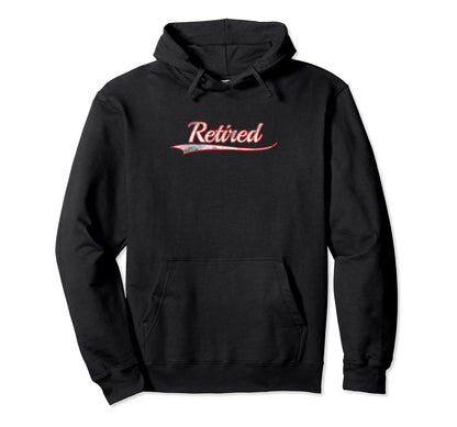 Retired Varsity Distressed Throwback Hoodie - Novelty Apparel Unisex - T-Shirt, Sweatshirt, Hoodie