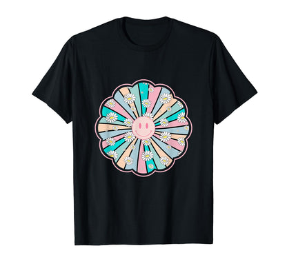 Happy Daisy Flower Rainbow Boho T-Shirt - Casual Everyday Wear Unisex - T-Shirt, Sweatshirt, Hoodie