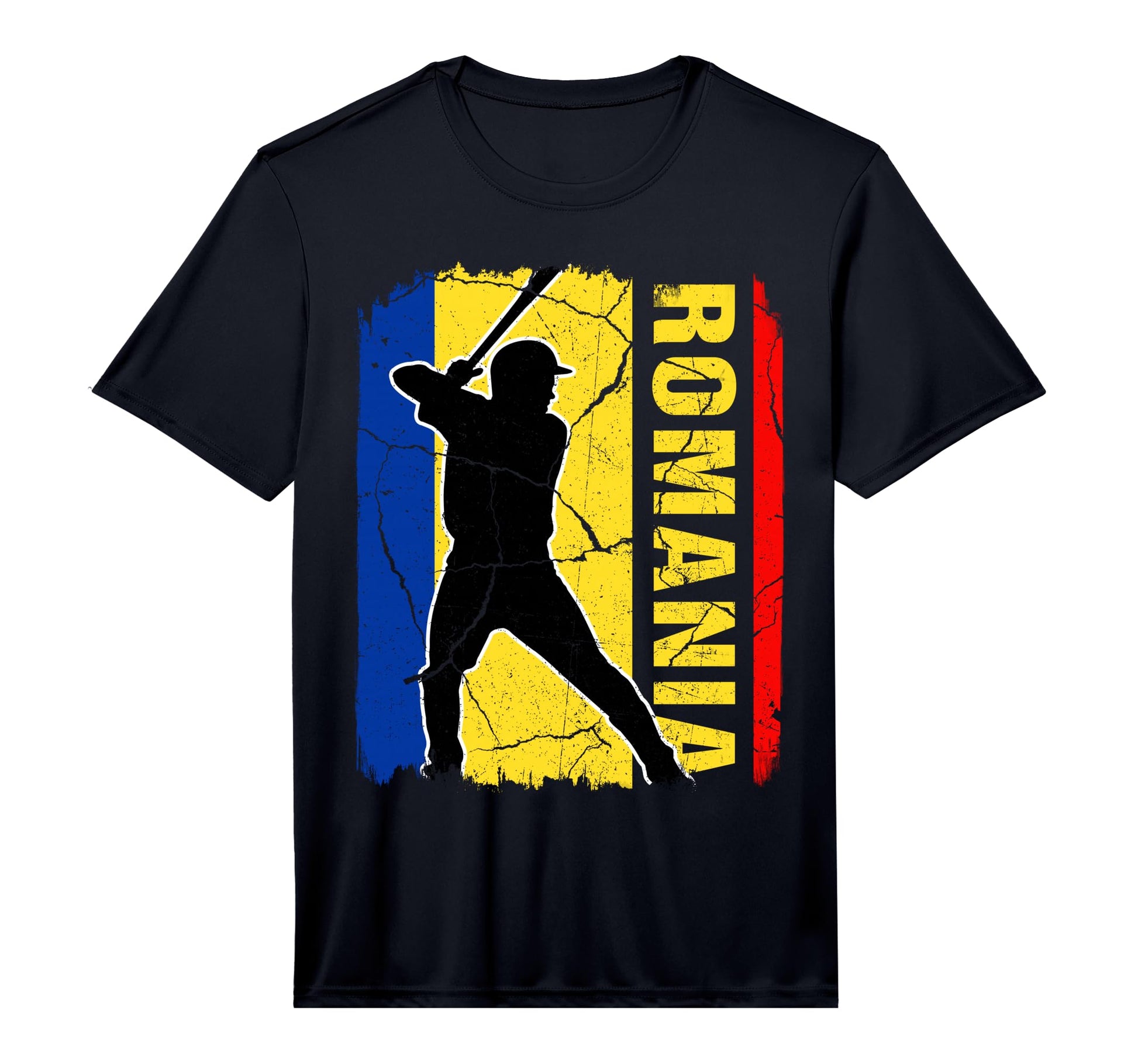Romanian Baseball Player Romania Flag T-Shirt - Graphic Print for Adults - T-Shirt, Sweatshirt, Hoodie