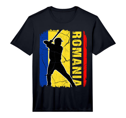 Romanian Baseball Player Romania Flag T-Shirt - Graphic Print for Adults - T-Shirt, Sweatshirt, Hoodie