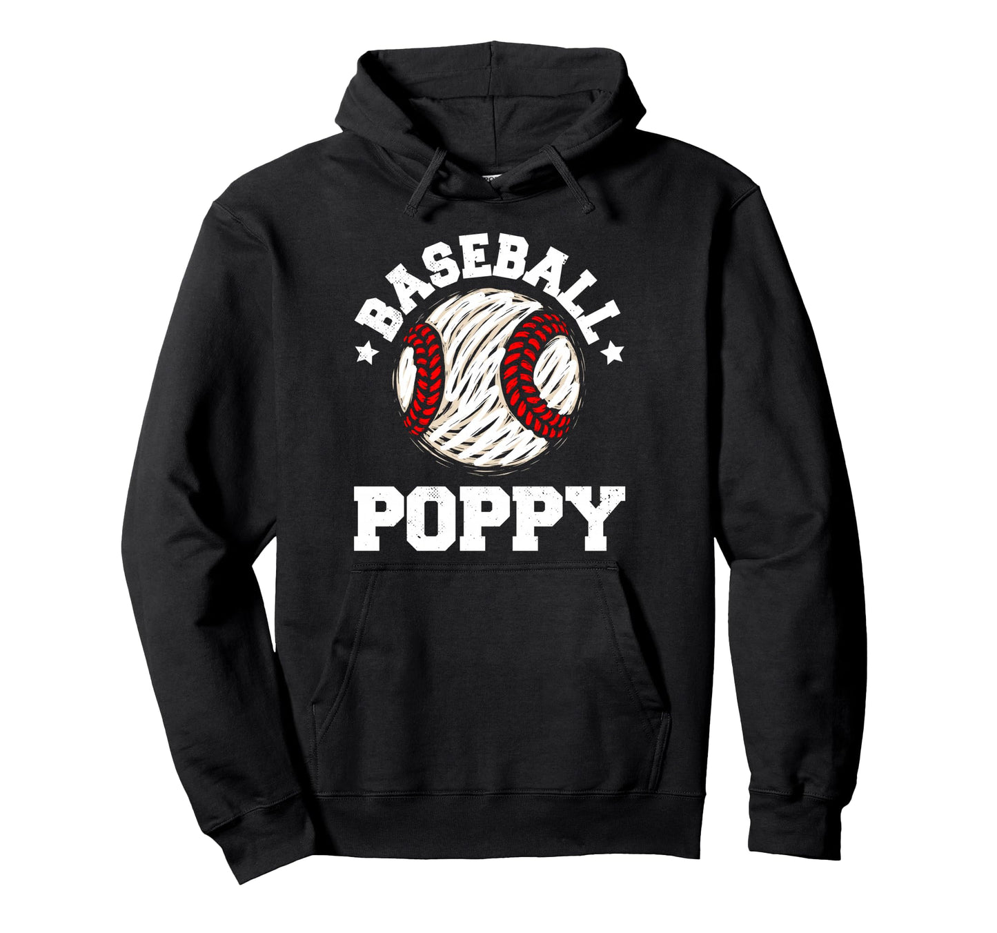 Baseball Poppy Distressed Funny Grandpa Hoodie - Fun Novelty Design Unisex - T-Shirt, Sweatshirt, Hoodie