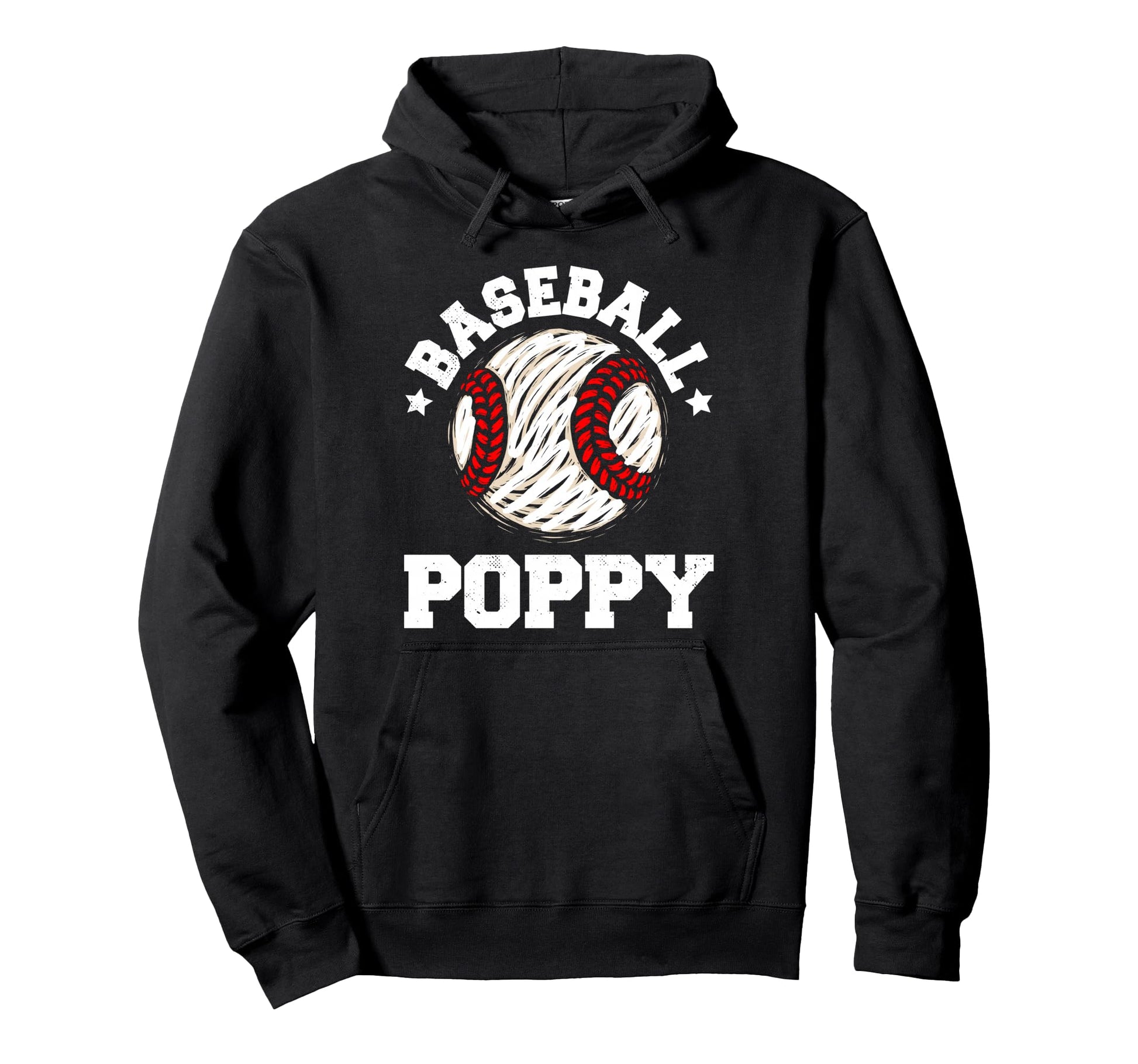 Baseball Poppy Distressed Funny Grandpa Hoodie - Fun Novelty Design Unisex - T-Shirt, Sweatshirt, Hoodie