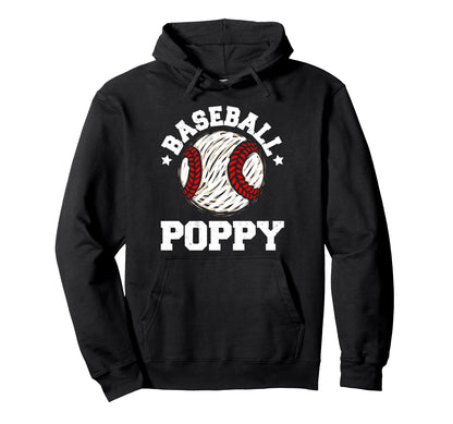 Baseball Poppy Distressed Funny Grandpa Hoodie - Fun Novelty Design Unisex - T-Shirt, Sweatshirt, Hoodie