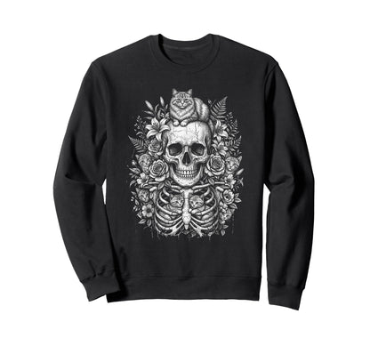 Skull Cat Skeleton Kitty Kitten Sweatshirt - Unique Graphic for Adults - T-Shirt, Sweatshirt, Hoodie