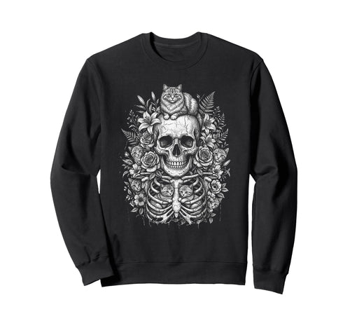 Skull Cat Skeleton Kitty Kitten Sweatshirt - Unique Graphic for Adults - T-Shirt, Sweatshirt, Hoodie