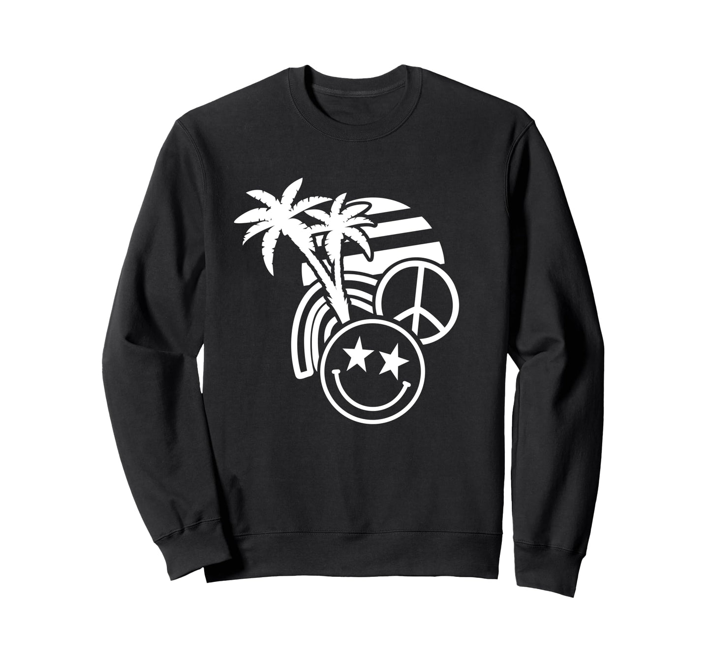Palm Trees Peace Sign Rainbow Star Sweatshirt - Trendy Graphic for Adults - T-Shirt, Sweatshirt, Hoodie