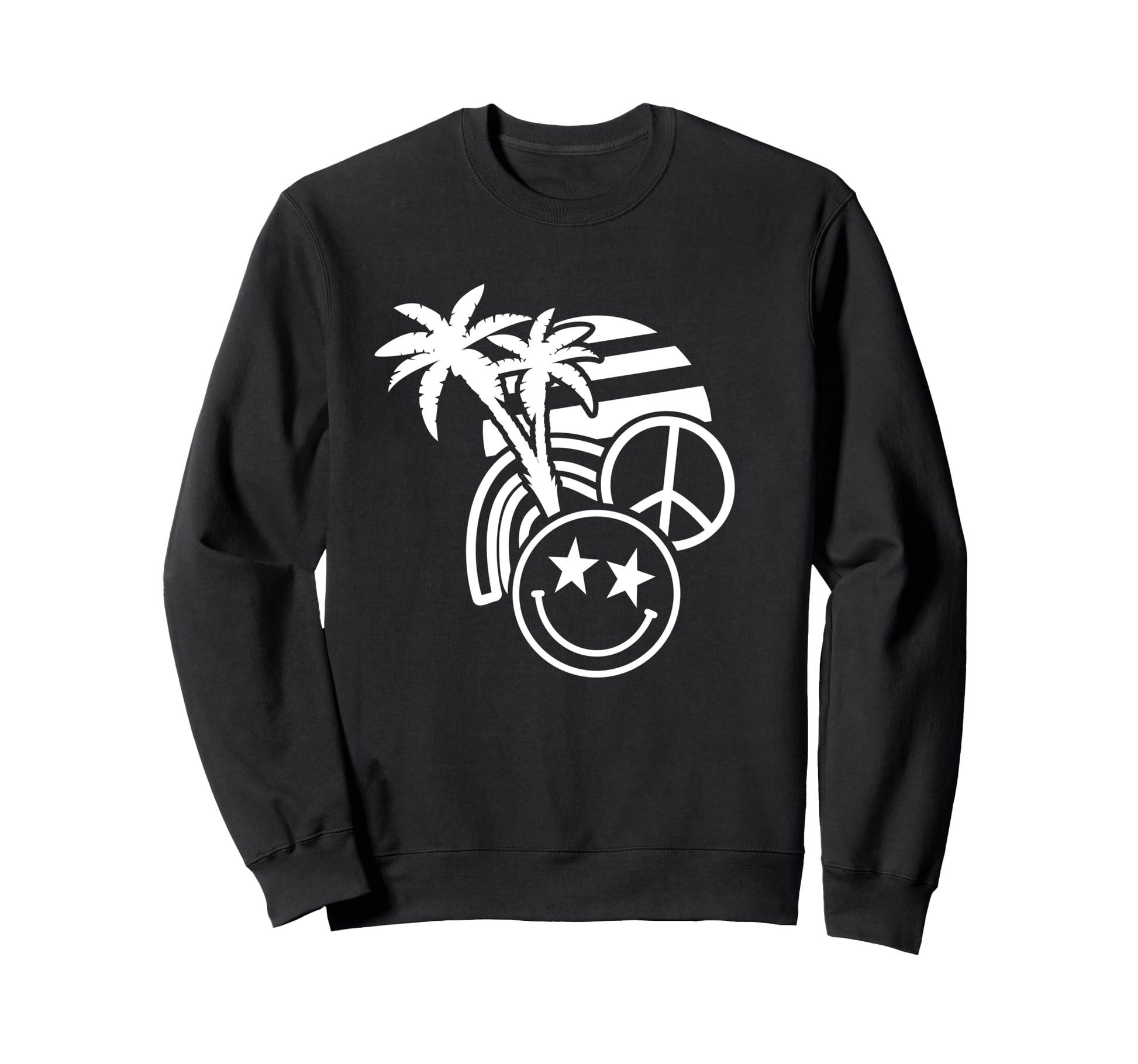 Palm Trees Peace Sign Rainbow Star Sweatshirt - Trendy Graphic for Adults - T-Shirt, Sweatshirt, Hoodie