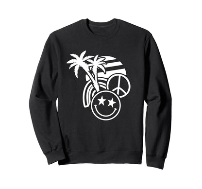 Palm Trees Peace Sign Rainbow Star Sweatshirt - Trendy Graphic for Adults - T-Shirt, Sweatshirt, Hoodie