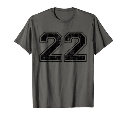Number 22 Varsity Distressed Sport Team T-Shirt - Custom Art Print Unisex - T-Shirt, Sweatshirt, Hoodie