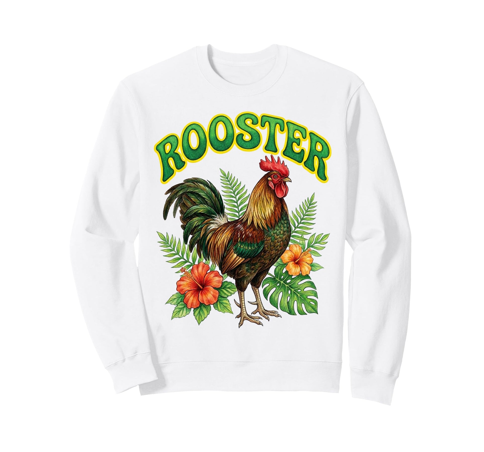 Rooster Groovy Floral Rooster Sweatshirt - Novelty Apparel for Adults - T-Shirt, Sweatshirt, Hoodie