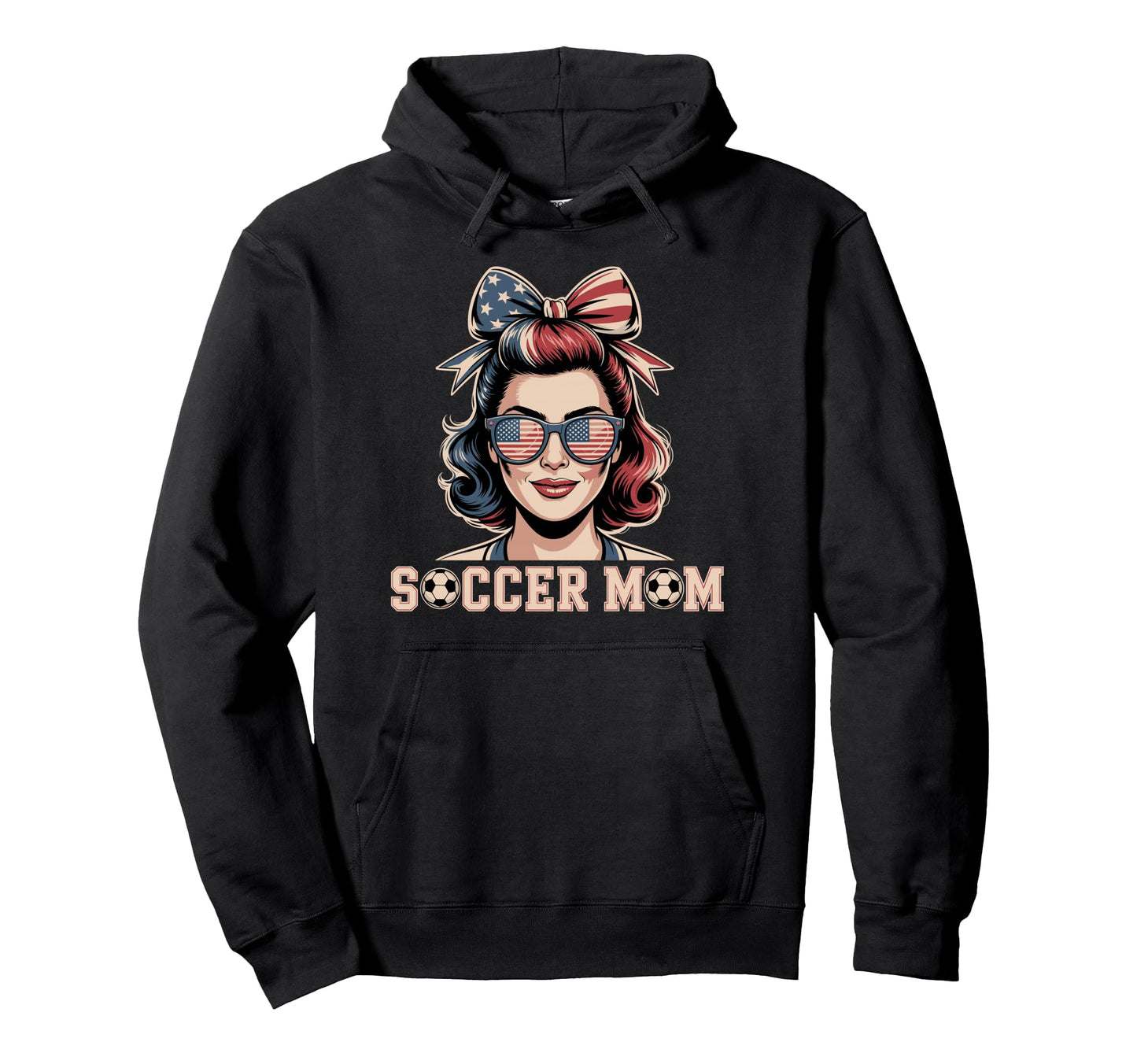 Patriotic Soccer Mom American Flag Hoodie - Trendy Graphic Unisex - T-Shirt, Sweatshirt, Hoodie