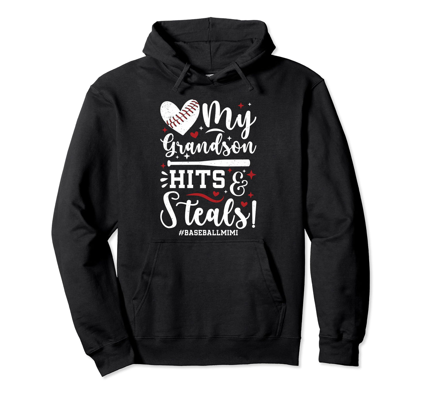 My Grandson Baseball Mimi Baseball Hoodie - Novelty Apparel for Adults - T-Shirt, Sweatshirt, Hoodie