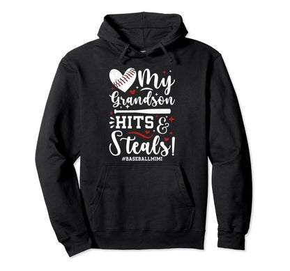 My Grandson Baseball Mimi Baseball Hoodie - Novelty Apparel for Adults - T-Shirt, Sweatshirt, Hoodie