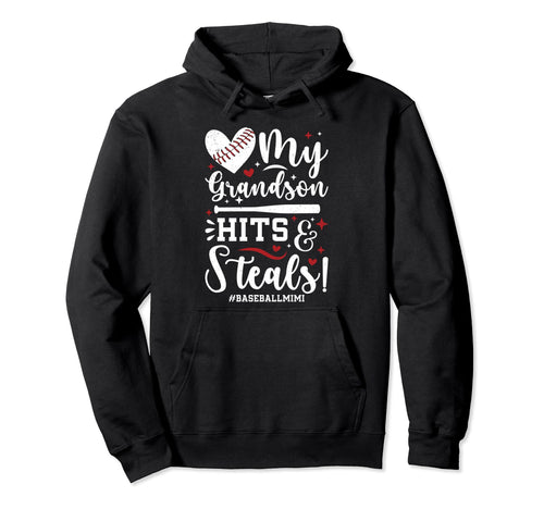 My Grandson Baseball Mimi Baseball Hoodie - Novelty Apparel for Adults - T-Shirt, Sweatshirt, Hoodie