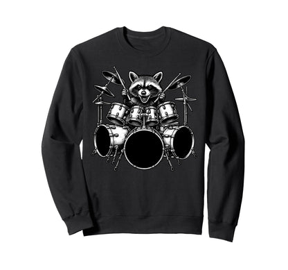 Raccoon Playing Drums Drummer Sweatshirt - Streetwear Style Men Women - T-Shirt, Sweatshirt, Hoodie
