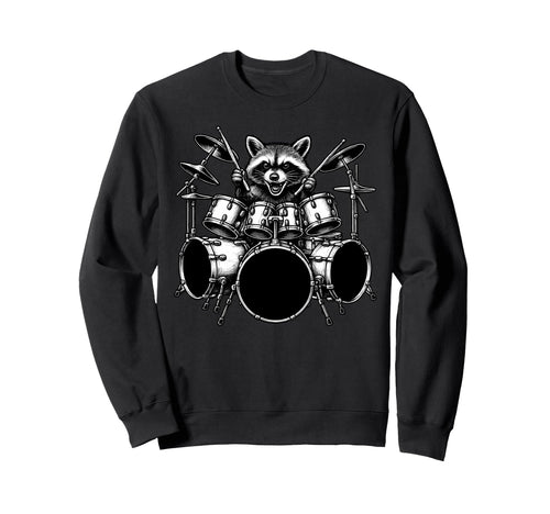 Raccoon Playing Drums Drummer Sweatshirt - Streetwear Style Men Women - T-Shirt, Sweatshirt, Hoodie